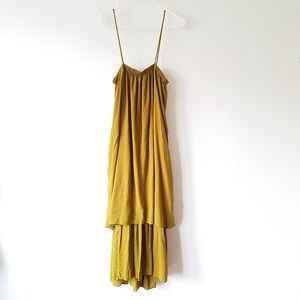 Black Crane Double Layered Midi Camisole Dress Olive Size Medium